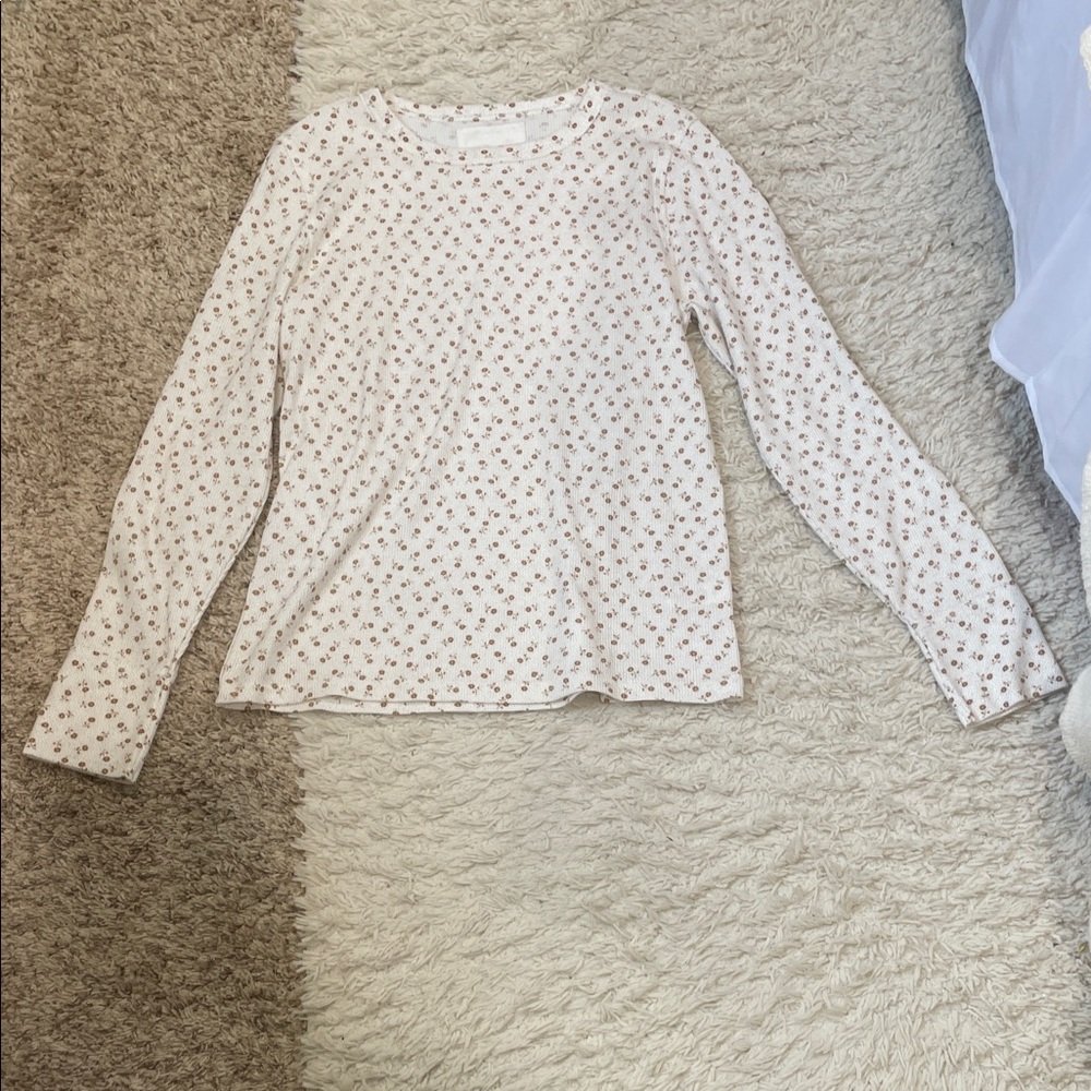 Aerie Cream Floral Long Sleeve Tee